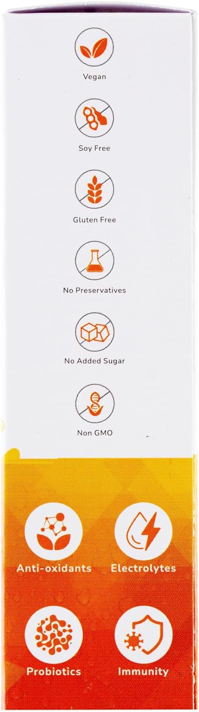 4-in-1 Daily Vitals for Wellness - Electrolytes, Immunity, Antioxidants and Probiotics. Vitamin C 1000 mg, Sodium 200 mg, Potassium 100 mg, Vitami...