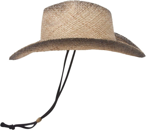 MG Tea Stained Raffia Straw Cowboy Hat - Tan with tint of black...