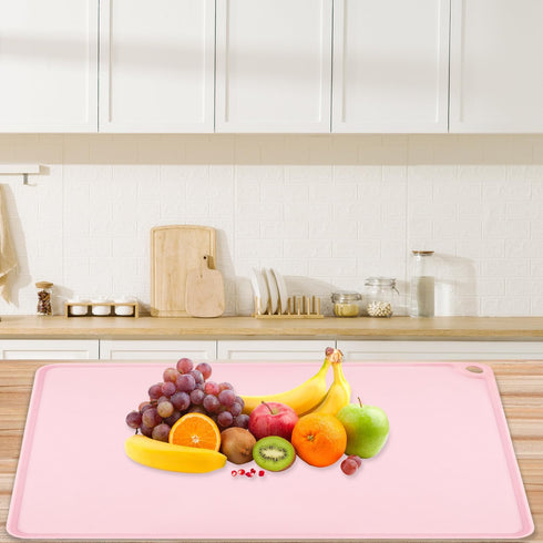 Pink Baking Mat-Multipurpose Kid Placemat Reusable Kitchen Countertop Mat Dough Pad with Raised Edges Silicone Heat Resistant Mat for Air Fryer (1...