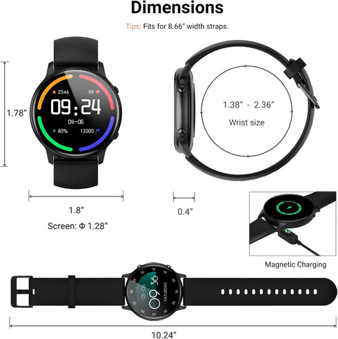 Holiday Smart Watches for Women Men, 1.32” Full Touch Screen Heart Rate/Sleep Monitor/Pedometer, IP68 Waterproof Fitness Watch for Android iOS Pho...