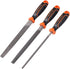 KSEIBI 311485 Metal File Set with High-Carbon Steel Blades - Ergonomic Soft-Grip Handles, 8-Inch Files in Flat, Round, and Half-Round Shapes for W...