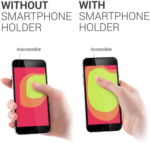 kwmobile Universal Elastic Finger Holder for Smartphones - PU Leather Stretch Grip Finger Strap with Stand Compatible with All Smartphones - Silve...