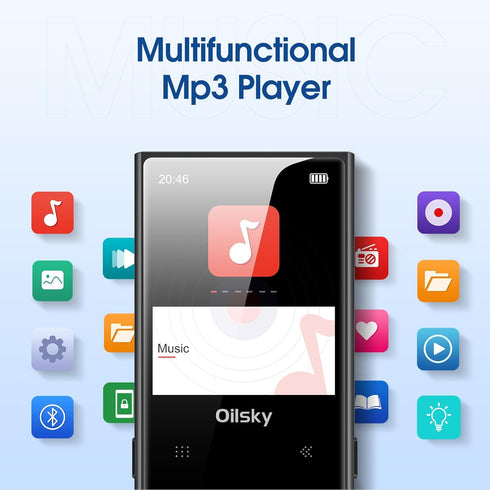 64GB Mp3 Player Bluetooth 5.0, Oilsky Portable Digital Lossless Music Player with FM Radio, Built-in Speaker, Touch Button, Voice Recorder, Lightw...