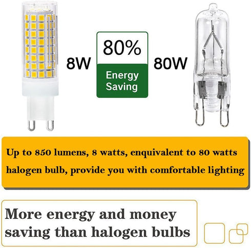 G9 Led Bulb, 8W G9 Led Bulb Dimmable, Bi Pin Base(Led Bulb G9 Base), Warm White 3000k, 100W Equivalent Crystal Chandelier, G9 Led Light Fixture Us...