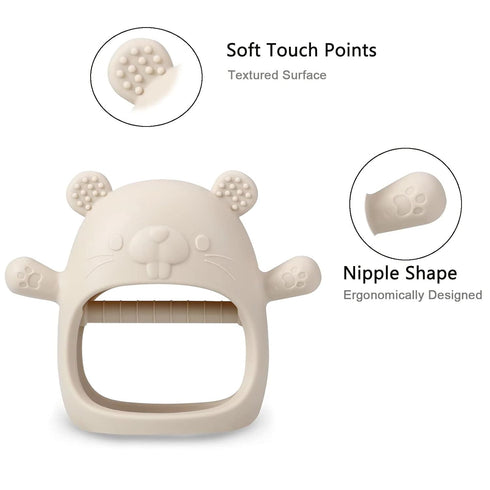 PandaEar 2 Pack Silicone Baby Teething Toys| Baby Hand Teether Mitten for Sucking Needs| Baby Chew Toys Hand Pacifier for Soothing Teething Pain R...