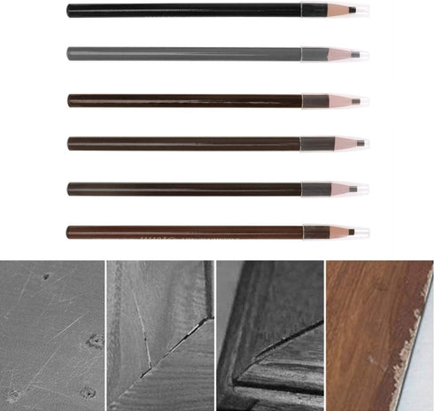 6 Pack Furniture Repair Kit Wood Touch Up Pen Wood Markers Repair Crayons Markers Filler Sticks Floor Table Door Cabinet Worktop Laminate Furnitur...