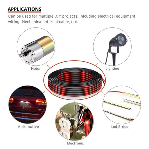 18 Gauge Wire 70ft, 18 Awg Stranded Wire, Red and Black 2 Conductors Electrical Wire Hookup Wire, LED Strips Extension Wire for Automotive and Boa...