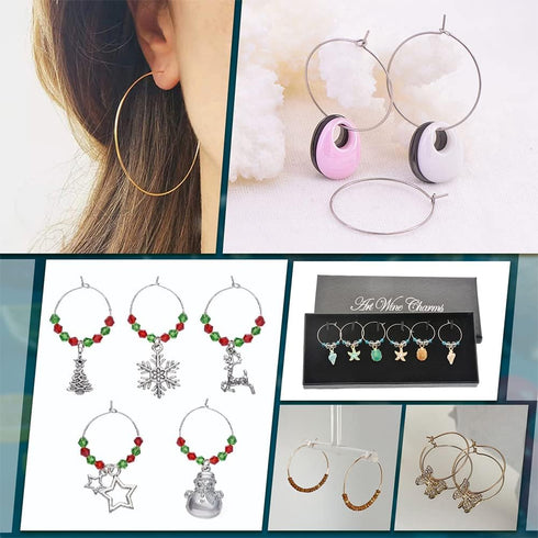 UNICRAFTALE 100pcs 30mm Beading Hoop Earring Wine Glass Charm Rings Stainless Steel Hoop Earring Findings Metal Earring Ring for DIY Jewelry Makin...