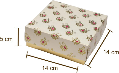 Desi Favors Floral Printed Sweet Boxes for Indian Sweets, Cookies, Goodies, Mithai, Candy, Gift Boxes with Lids Bulk, Handmade Bulk Mithai Box, Fa...