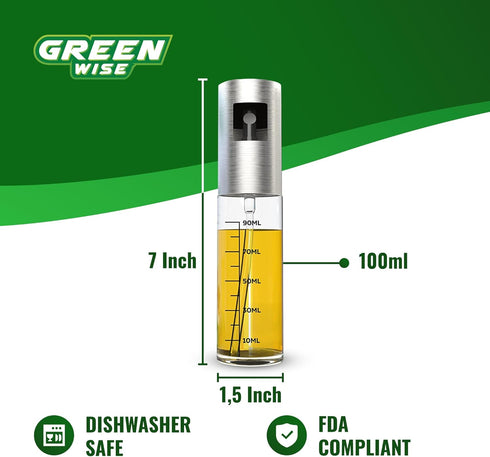 GREEN WISE Oilsprayer for Olive & Vine Oil Spray Bottle, Continuous Spray, 3 OZ, for Cooking, Salad Dressing, BBQ and More...