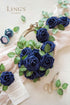 Ling's Moment Artificial Flowers 50Pcs Navy Blue Roses Decor w/Stems,3" Real Touch DIY Foam Floral for Wedding Bouquet/Centerpieces, Outdoors Part...
