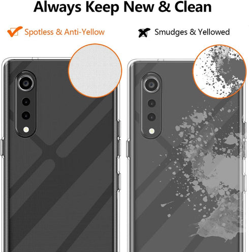 Clear Case for LG Velvet 5G, Slim Thin Flexible TPU Silicone Soft Skin Gel Rubber Anti-Scratch Shockproof Protective Cover for LG Velvet 5G,Clear...