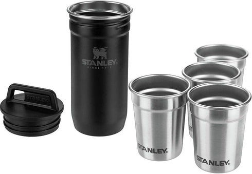 Stanley Adventure Pre-Party Nesting Shot Glass Set | 4 Shot Glasses in Travel Carrying Case | 2 oz Stainless Steel Shooters | BPA-Free | Matte Bla...