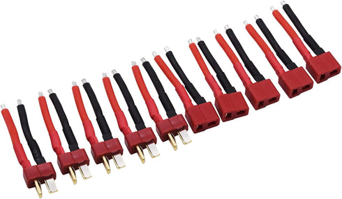 Blomiky 5 Pairs Female and Male 14AWG Silicon Wire Extention Deans T Plug Connector for RC Cars Drone Lithium Battery T Plug 5...