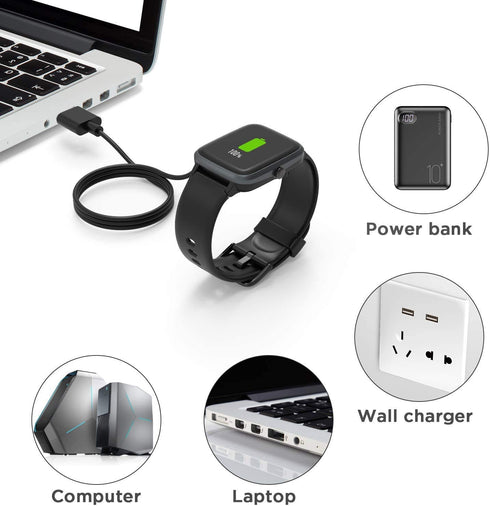 Compatible for SOMTLERK Smart Watches Charger, Magnetic USB Replacement Charging Cable Compatible with SOMTLERK A221 1.91" Smartwatch (2 Pack-Blac...