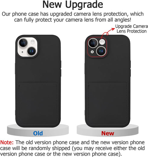 for iPhone 15 Case with Card Holder Soft Liquid Silicone Credit Card ID Slot, Full Camera Scratchproof Shockproof Protective Cover iPhone 15 Walle...