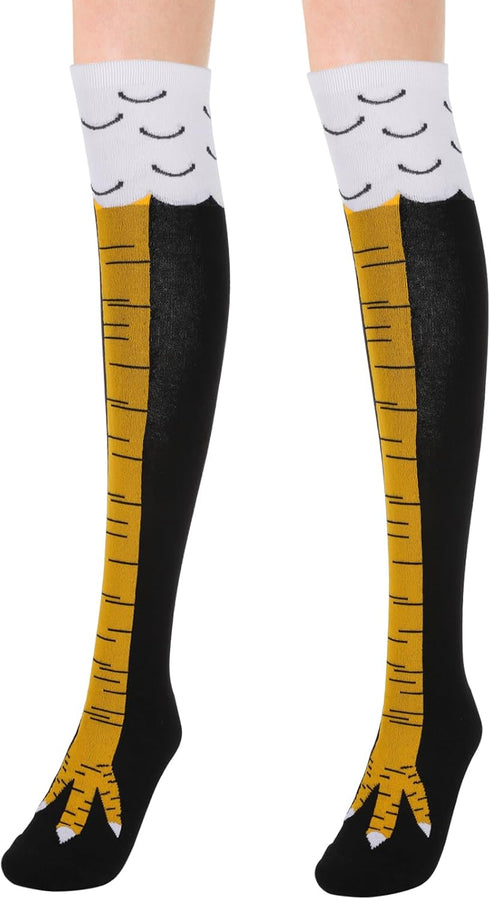 Chicken Leg Socks 1 Pair 24 Inches Crazy Novelty Thanksgiving Turkey Animal Feet Claw Knee High Chicken Lady Stockings Adult Humor Party Funny Gif...