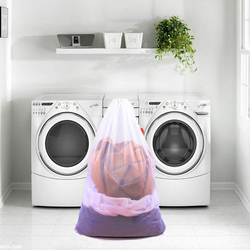 Mesh Laundry Bag Heavy Duty Drawstring Bag, Factories, College, Dorm, Travel and Apartment Dwellers, 24 x 36 Inches, 2 Pack, Black&White...