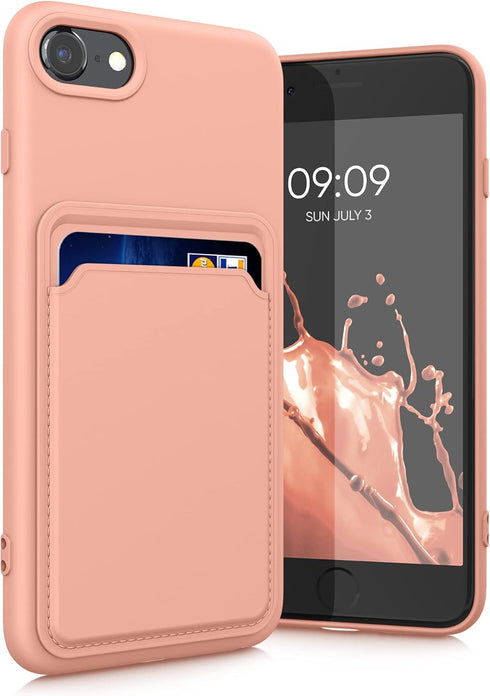 kwmobile Case Compatible with Apple iPhone SE (2022) / iPhone SE (2020) / iPhone 8 / iPhone 7 Case - TPU Phone Cover with Credit Card Holder - Gra...