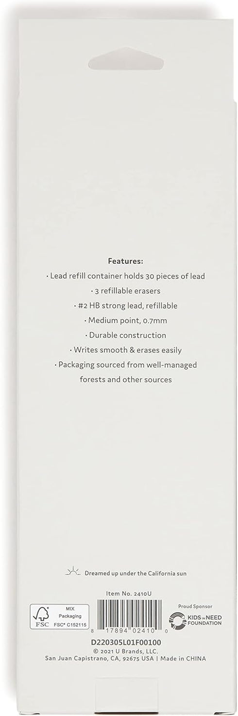 U Brands Midnight Cambria Mechanical Pencil, Office Supplies, Soft Touch Barrel, Medium Point, 0.7mm, 2 Count...