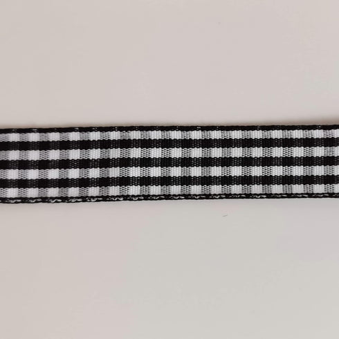Black and White Wovon Edge Gingham Ribbon 25 Yard Each Roll 100% Polyester (5/8", Black)...