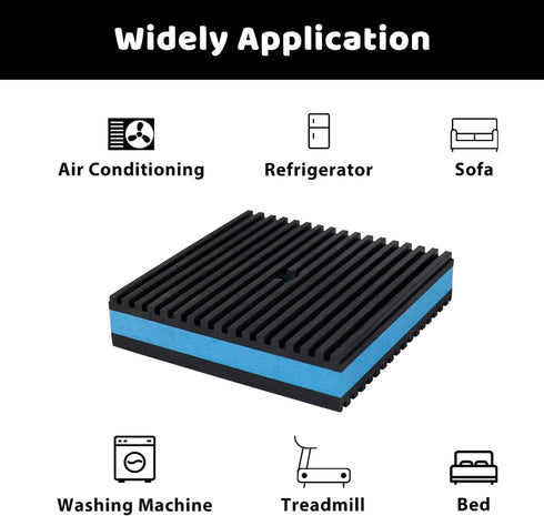 BJADE'S 4 Pack Anti-Vibration Isolation Rubber Pads with 3/8'' Pre-drill hole,2 x 2 x 7/8 inch Mechanical Vibration Damping Pads for HVAC,Air Comp...