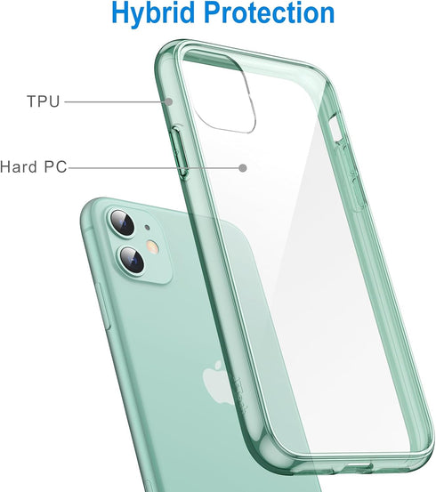 JETech Case for iPhone 11 6.1-Inch, Non-Yellowing Shockproof Phone Bumper Cover, Anti-Scratch Clear Back (Midnight Green)...