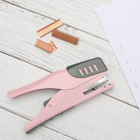 NatSumeBasics Plier Effortless Stapler & 1000 Rose Gold Staples, Handheld Stapler 45 Sheet Capacity Heavy Duty Manual Staplers for Office Accessor...