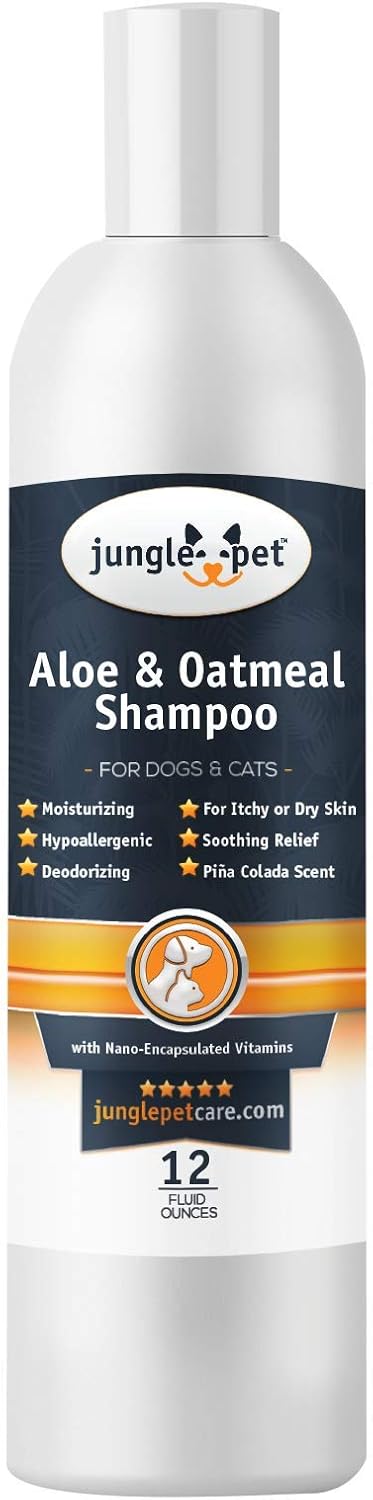 Jungle Pet Aloe Oatmeal Shampoo for Dogs - Sensitive Skin Dog Shampoo Oatmeal - Natural Dog Shampoo Sensitive Skin - Hypoallergenic Pina Colada Do...
