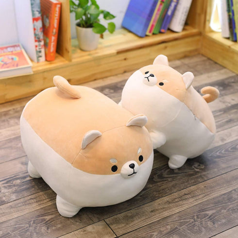 Shiba Inu Dog Plush Pillow, Corgi Stuffed Animal Plush Toy Hug Pillow Gifts for Girl Boy (Brown, 11.8in)...