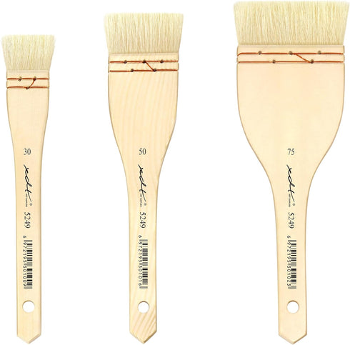 XDT#5249 Hake Artist Paint Brush 3 Piece Set Medium Soft Premium Goat #1.18in #2in #2.95in, Acrylic Oil Watercolor...