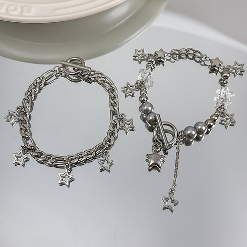2 Pieces Silver Star Necklace Y2K Jewelry Set Grunge Necklace Kawaii Cute Necklaces Aesthetic Vintage Emo Jewelry...