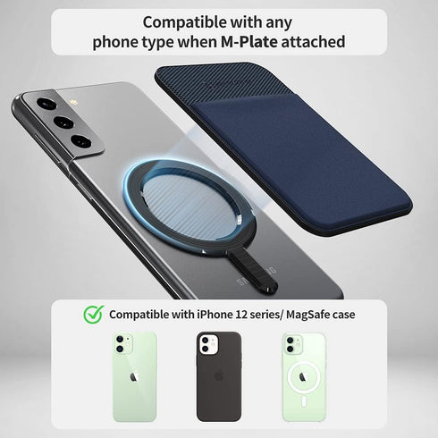Sinjimoru for MagSafe Wallet, Strong Magnetic Wallet for iPhone 15 14 13 12, Stretchy Magnetic Card Holder for IDs, Cash, Keys, etc. M-Basic Navy....