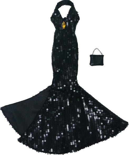Gorgeous Handmade Doll Dress, Doll Clothes Evening Gown with Sequin Fashion Show, Wedding Party Outfits for 11.5 inch Doll Accessories (Black)...