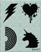 Stencil1 Rainbow | Heart | Unicorn | Bolt Four Pack Stencils 8.5 x 11 inches for Painting on T-Shirts, Bedroom Wall, Canvas, DIY Decorating and Ar...