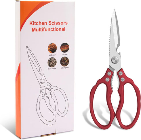 CGBE Kitchen Scissors, Multi-Purpose Kitchen Shears, Heavy Duty Dishwasher Safe Food Scissors, Non Slip Stainless Steel Sharp Cooking Scissors for...