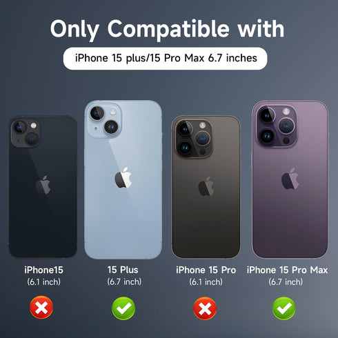 [6 in 1 for iPhone 15 Pro Max Screen Protector, 2 Pack iPhone 15 Pro Max Back Screen Protector with 2 Pack Camera Lens Protector and Front Screen ...