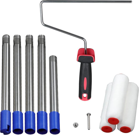 6FT Paint Roller Kits - 9.5 inches Roller Frame with 3 Paint Roller Covers and 60 inches Stainless Steel Detachable Handle - for Painting Walls an...