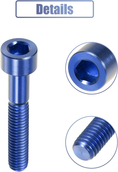 uxcell Blue Universal M6x35 Bike Stem Bolt Bicycle Bike Headset Stem Bolt Bike Bicycle Accessory...