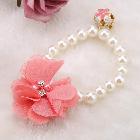 Pet Pearl Flower Necklace Princess Necklace Collar Accessories for Puppy Decoration(, Blue, red,)...