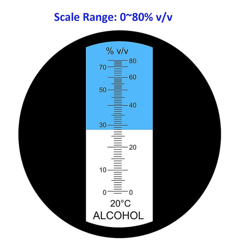 Alcohol Refractometer for Spirit Alcohol Volume Percent Measurement 0~80% v/v. Alcohol Volume Meter for Alcohol Liquor Production Spirit Alcohol M...
