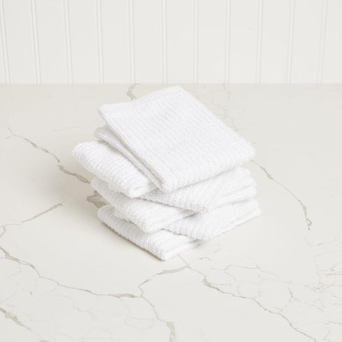 Bar Mop Kitchen Bathroom Cleaning Towels, Set of 6, Size 16” x 19”, First Quality, 100% Cotton, Brilliant White Color, Machine Washable...