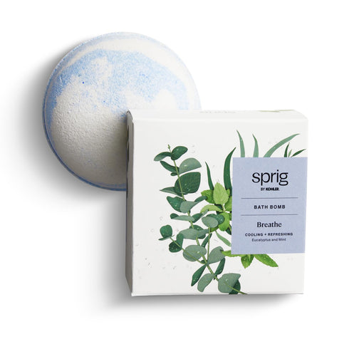Sprig by Kohler Eucalyptus + Mint Bath Bomb, Natural Botanicals & Premium Skincare Ingredients (Shea Butter, Coconut Oil, & Kaolin Clay) to Cool a...