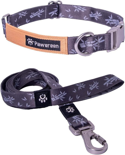 Dog Combo premium Collar & Leash, dog collar, Dog leash, Durable metal buckle set, Fashionable recycled webbing, Attachable D-ring, Adjustable siz...
