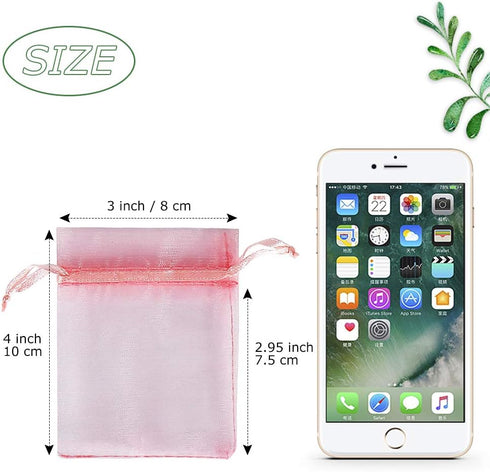 HRX Package Blush Pink Organza Bags 3x4 inch 100pcs, Mesh Gift Bags Jewelry Pouches Drawstring Empty Sachet for Shower Party Favor Present Giveawa...