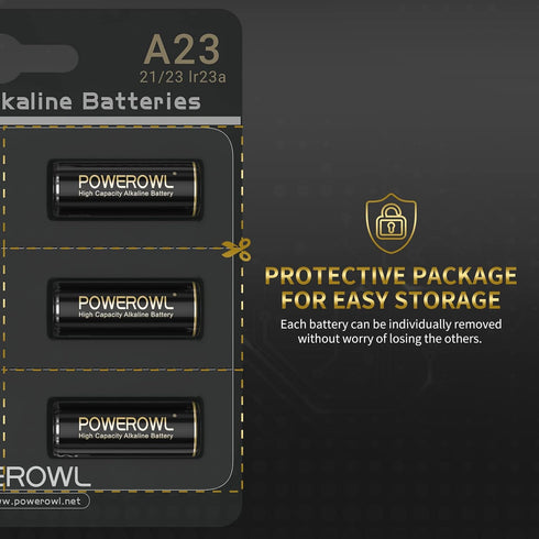 POWEROWL High Capacity A23 Batteries 6 Pack, Premium Alkaline 21/23 23A 12V Battery...