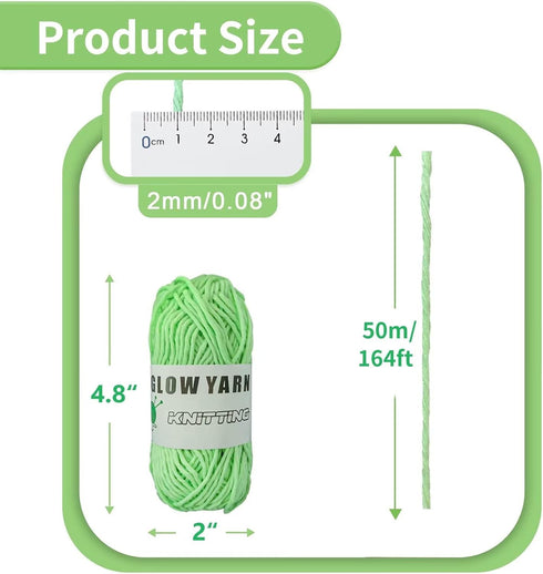 Glow in The Dark Yarn for Crochet, 5 Roll Upgrade Luminous Yarn for Crocheting, 50 Yards DIY Arts Bulk Crafts Sewing Beginner Supplies for Music F...