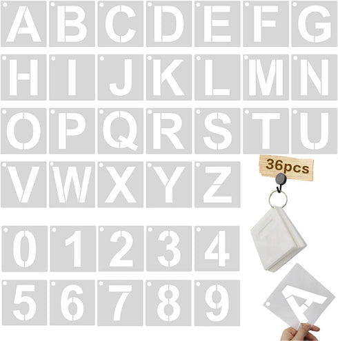 HZMM 5 Inch Letter Stencils Kit, Alphabet Art Craft Stencils, Reusable Plastic Letters and Numbers Stencil Set for Wood, Wall, Fabric, Rock, Chalk...