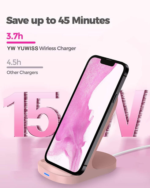 YW YUWISS 15W Fast Wireless Charger Wireless Phone Charger Stand Compatible with Apple iPhone 14 13 12/12 Pro Max/ 11Pro/11Pro Max, Compatible wit...