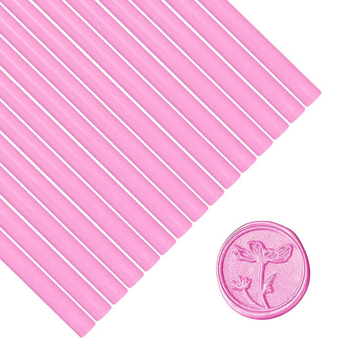 Wax Seal Sticks, Afobby 15 Pieces Glue Gun Sealing Wax Sticks for Wax Seal Stamp, Pink Wax Sealing Sticks for Wedding Invitations, Cards, Envelope...